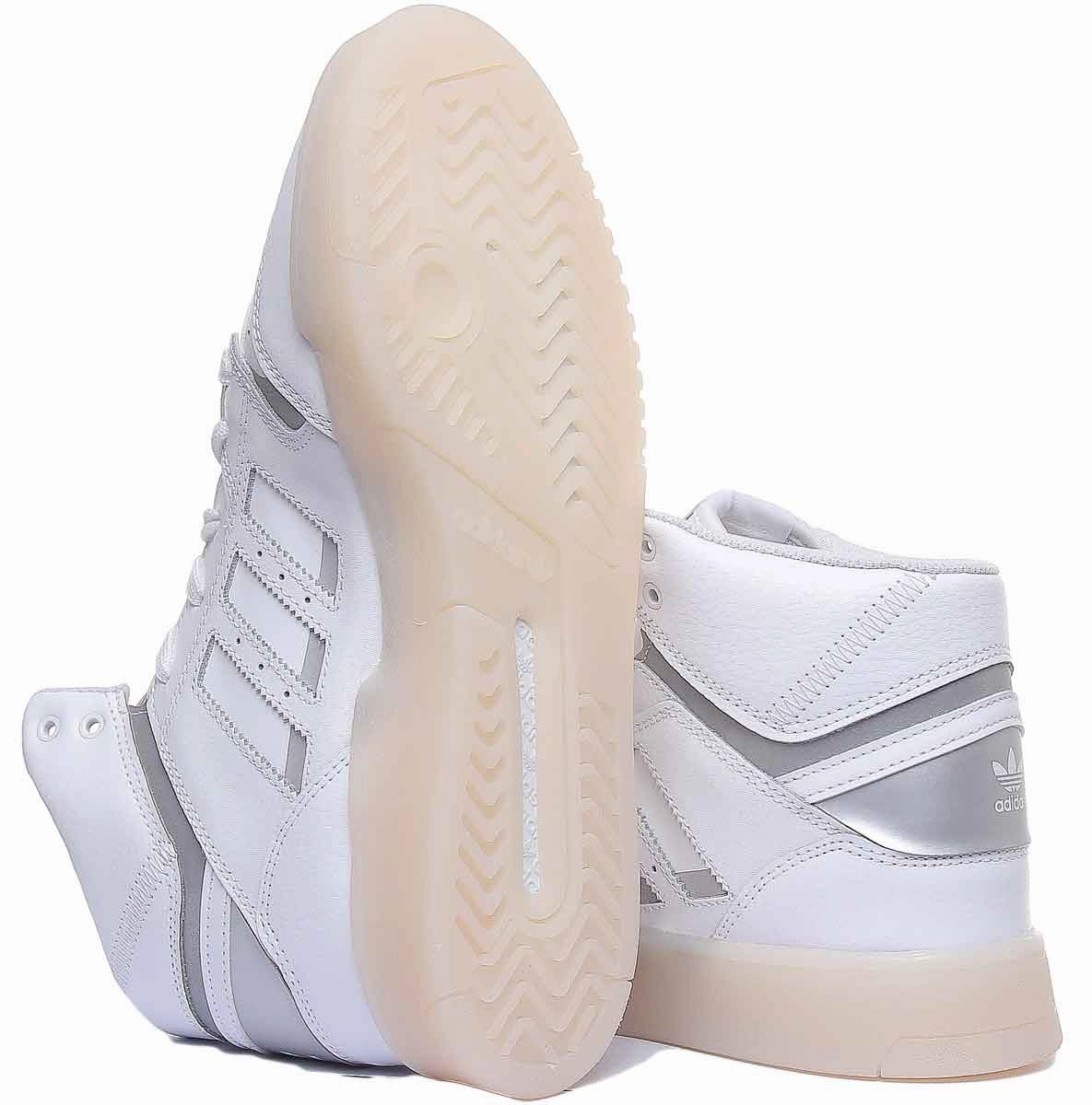 Adidas Drop Step Leather High Top Trainers In Whitsilver For Men Shoes Adidas