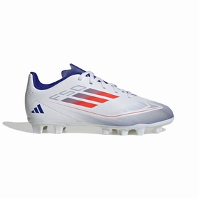 adidas F50 Club Junior FG Firm Ground Soccer Cleats - White/Solar Red/Blu