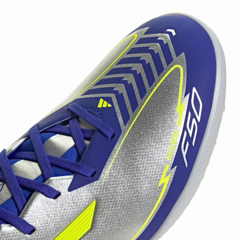 adidas F50 League TF Turf Shoes MESSI - Silver / Blue / Neon