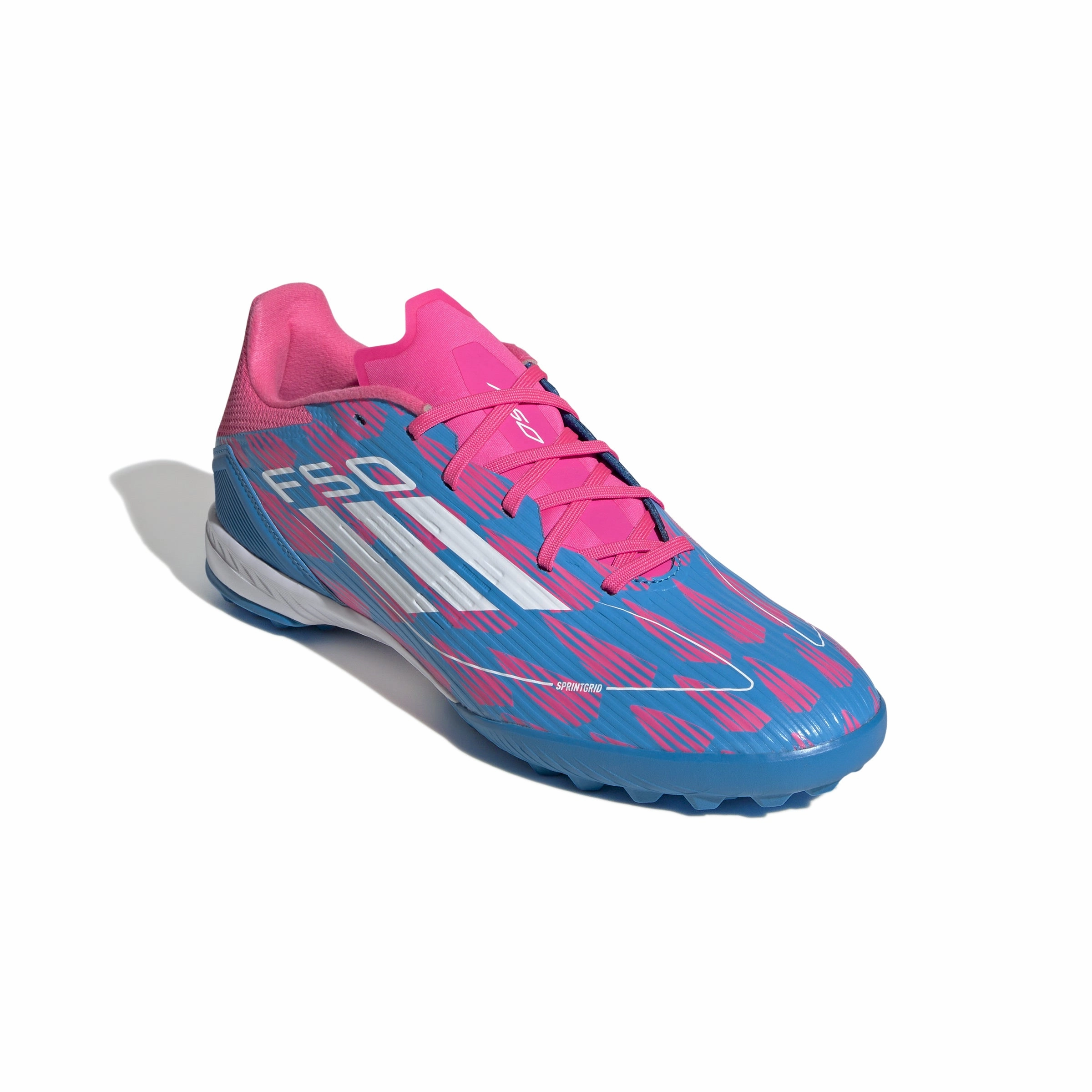 adidas F50 League TF Turf Shoes- Solar Blue/ FTWhite/ Solar Pink