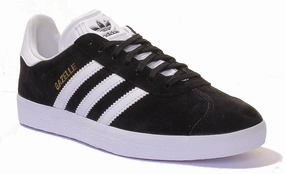 Adidas Gazelle Suede Leather Trainers In Black White Shoes Adidas