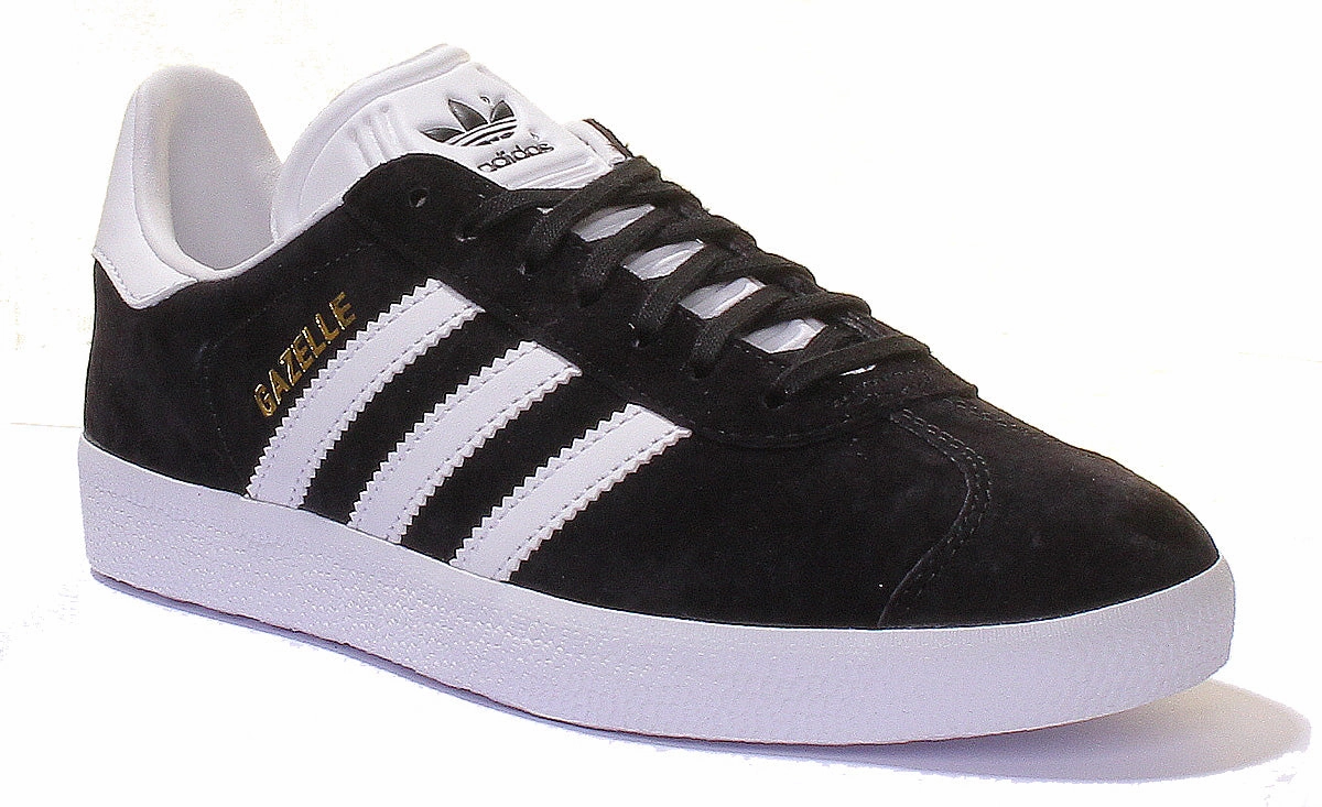 Adidas Gazelle Suede Leather Trainers In Black White Shoes Adidas