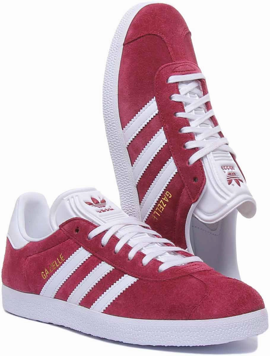 Adidas Gazelle Suede Leather Trainers In Maroon For Men Shoes Adidas