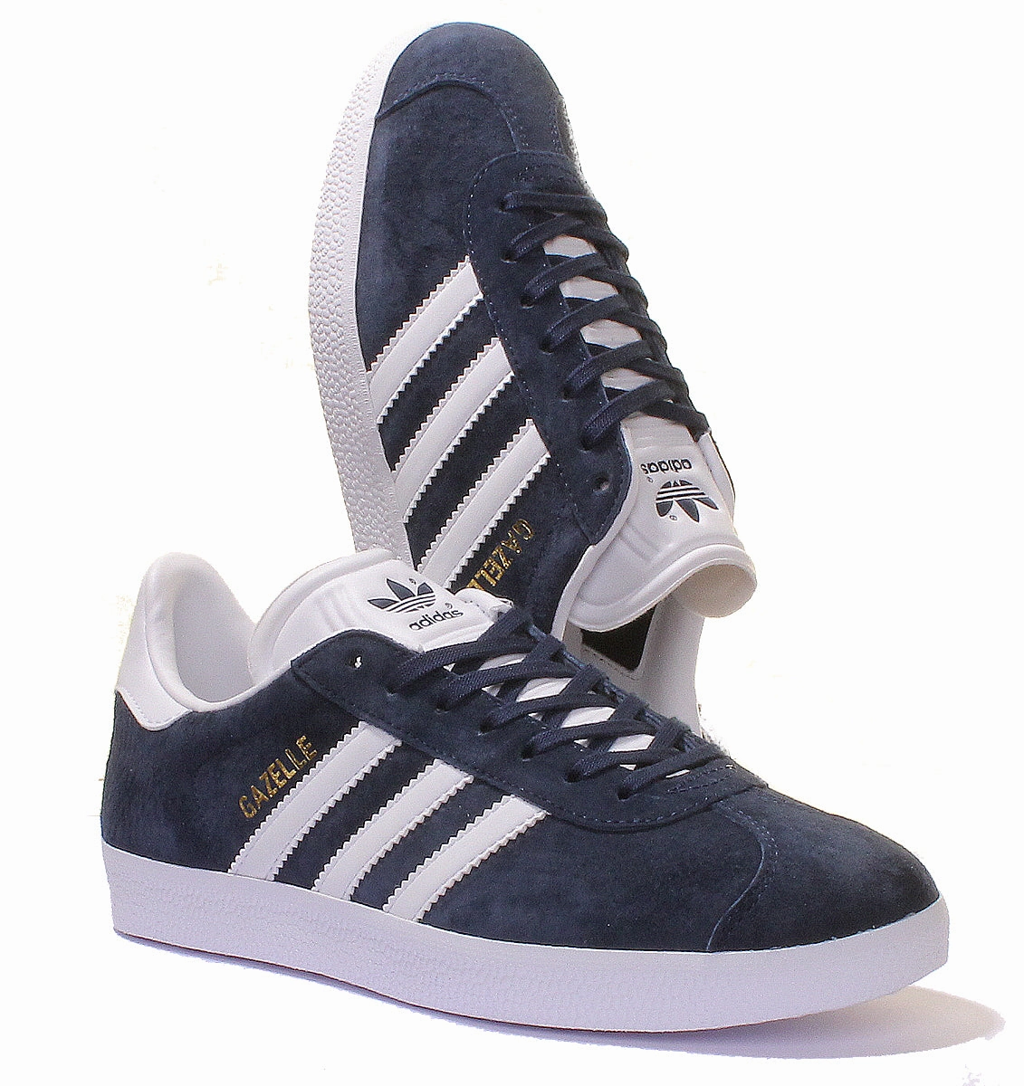 Adidas Gazelle Suede Leather Trainers In Navy White Shoes Adidas
