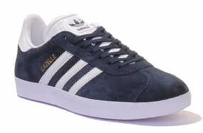 Adidas Gazelle Suede Leather Trainers In Navy White Shoes Adidas