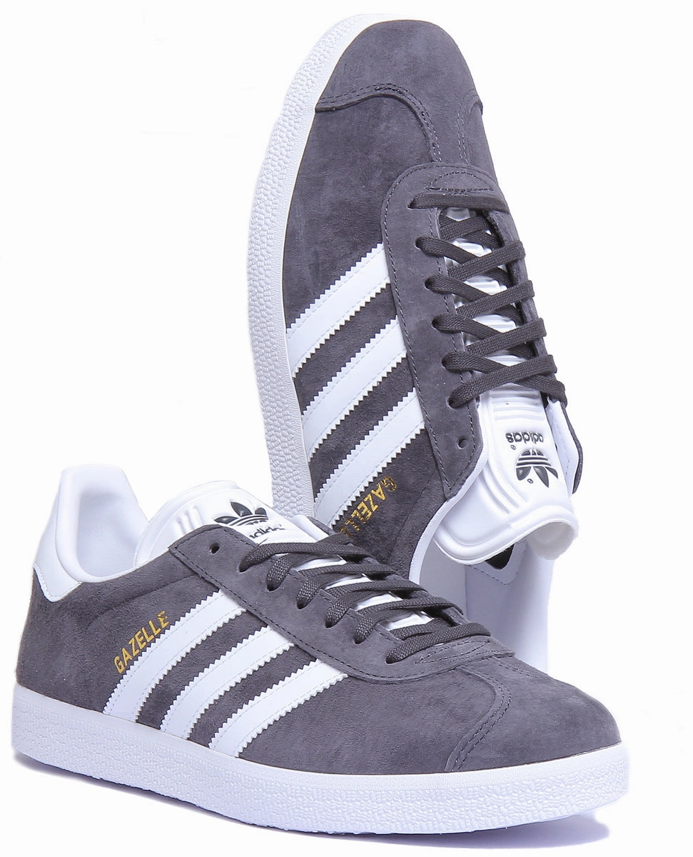 Adidas Gazelle Suede Trainers In Grey White Shoes Adidas