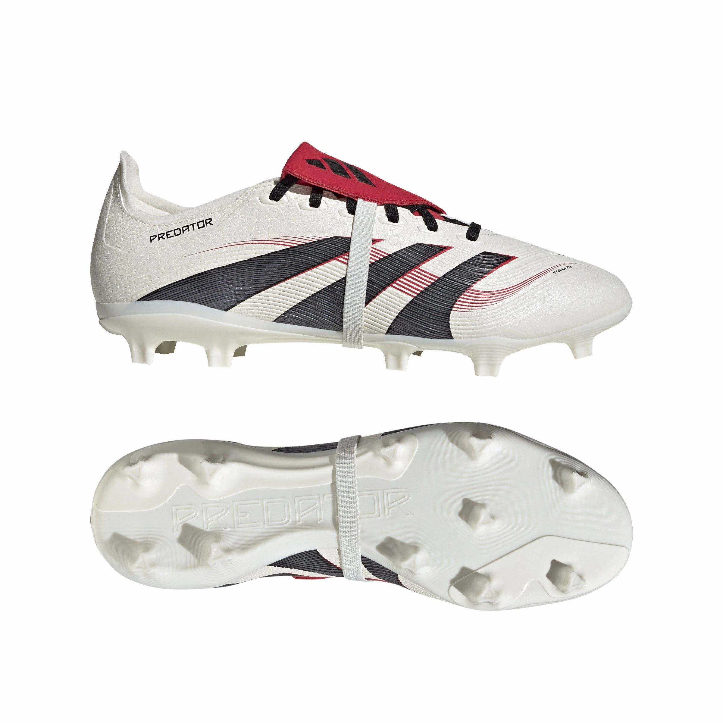 adidas Predator League Fold tongue FG/MG Soccer Cleat - Off White/Core Black/Pure Ruby