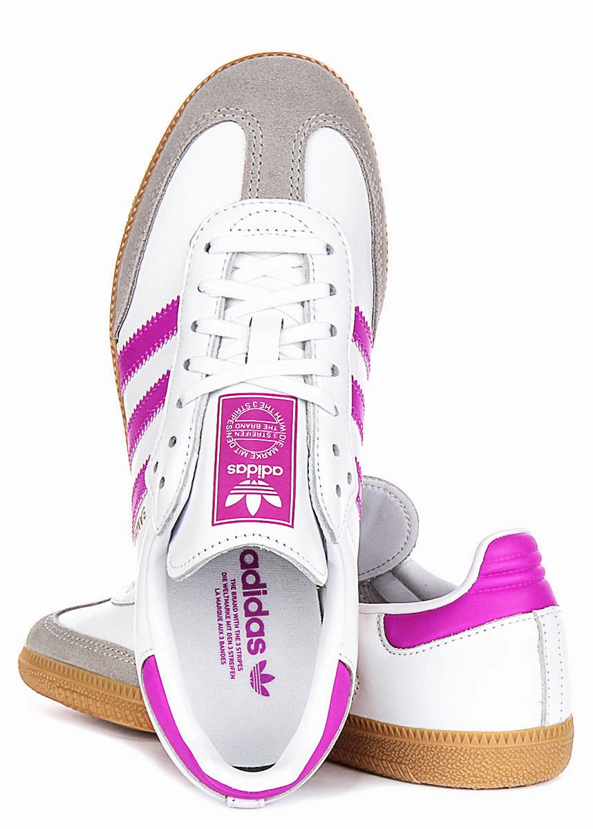Adidas Samba OG J In White Purple For Youth Shoes Adidas