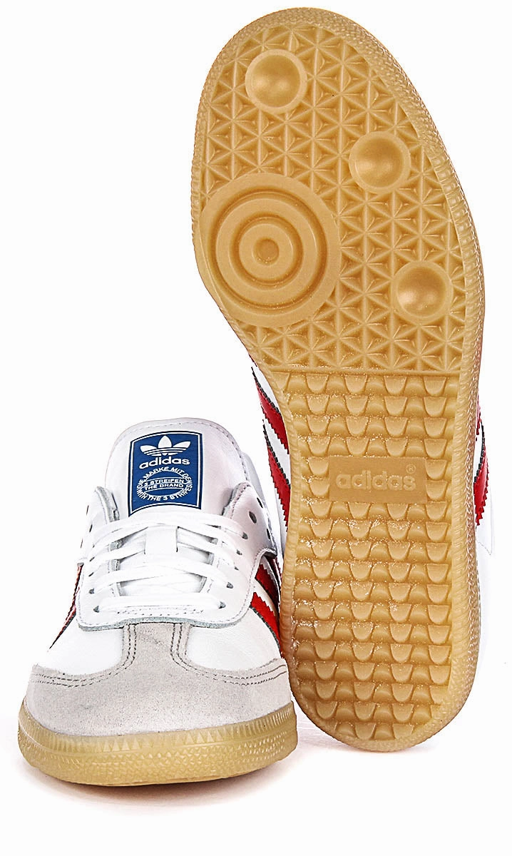 Adidas Samba OG J In White Red For Youth Shoes Adidas