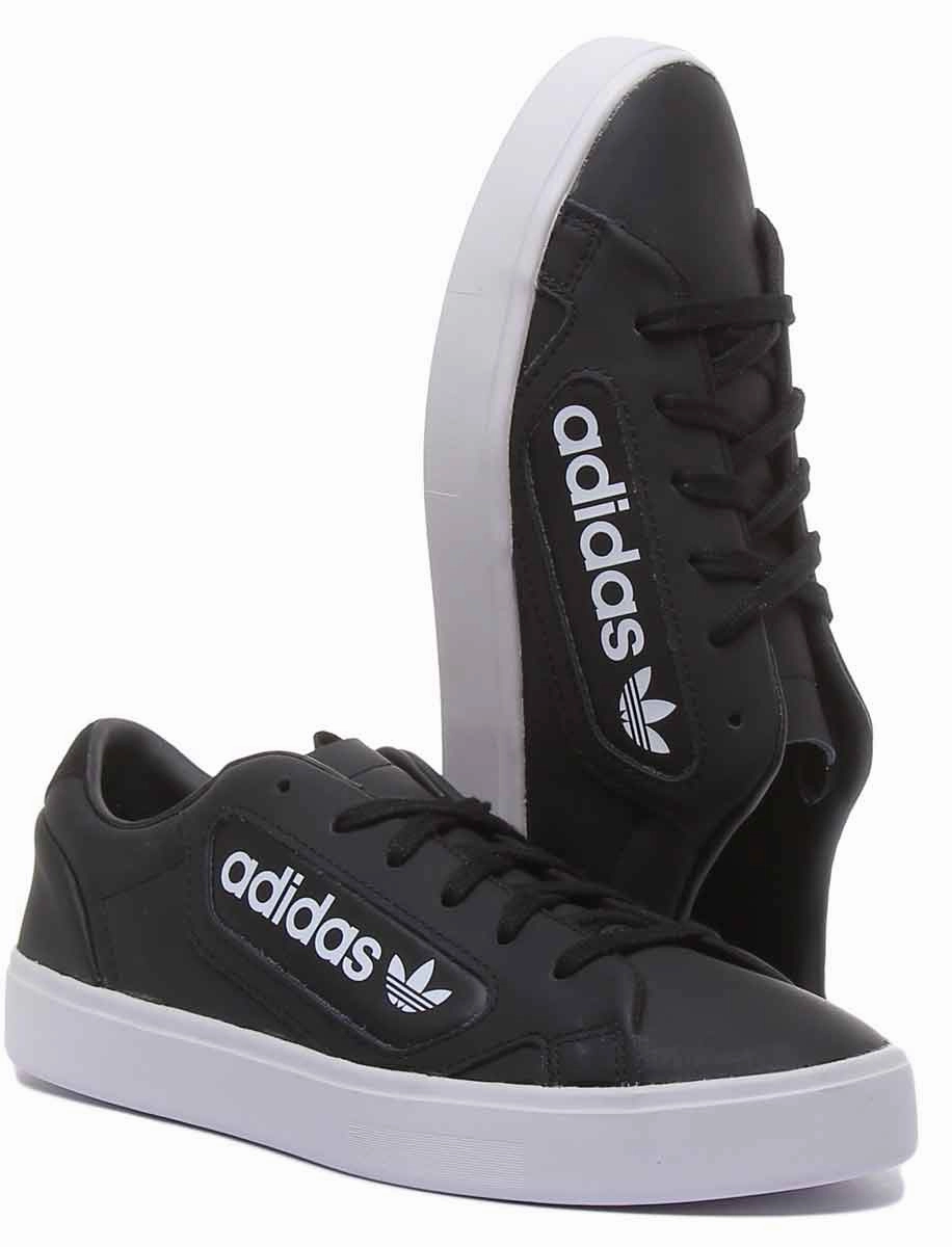 Adidas Sleek Leather Trainers In Black White For Women Shoes Adidas