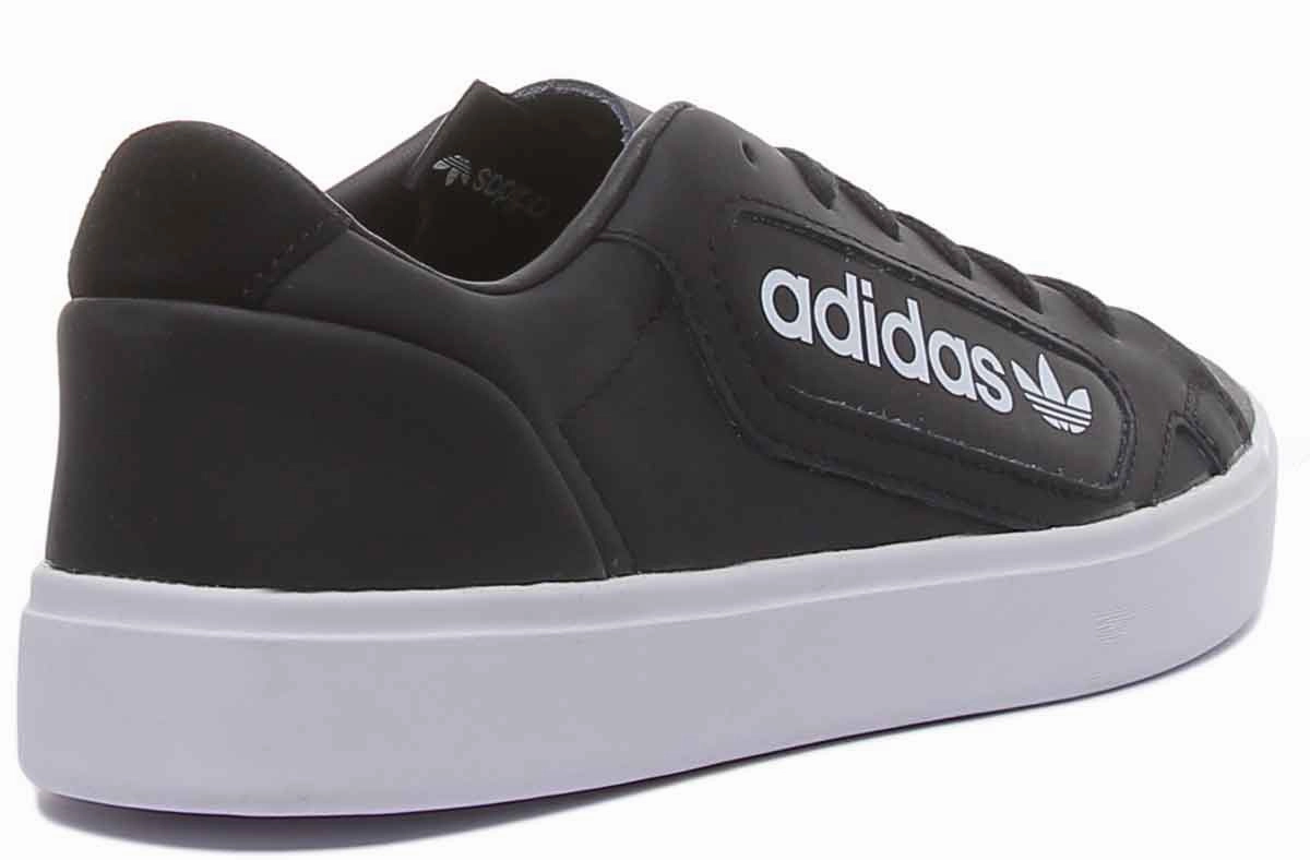 Adidas Sleek Leather Trainers In Black White For Women Shoes Adidas