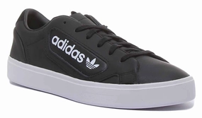 Adidas Sleek Leather Trainers In Black White For Women Shoes Adidas