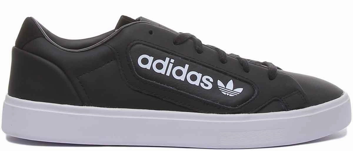 Adidas Sleek Leather Trainers In Black White For Women Shoes Adidas
