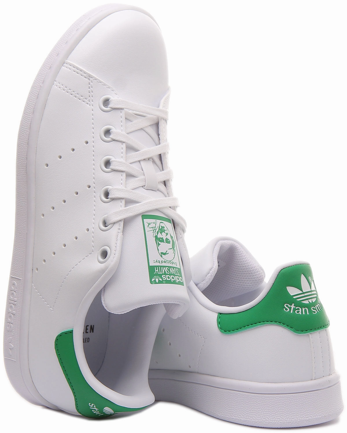 Adidas Stan Smith J In White Green For Junior Shoes Adidas