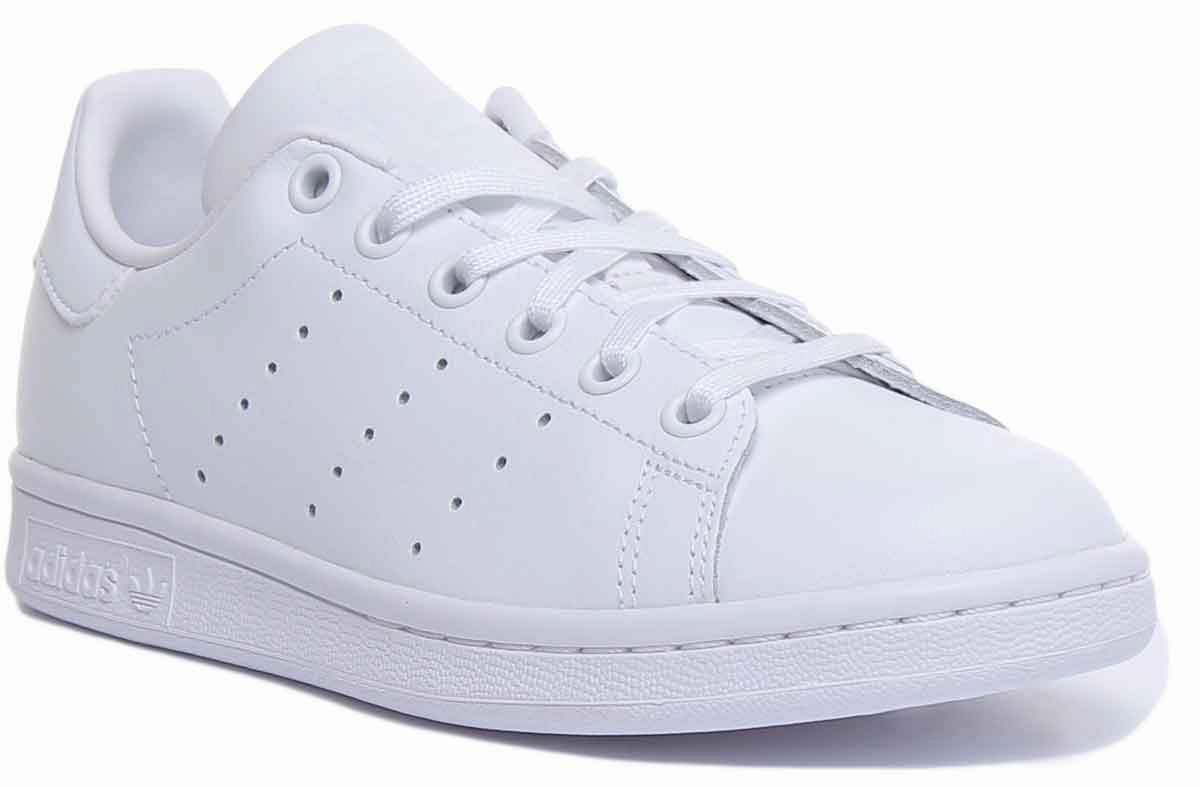 Adidas Stan Smith J Lace Up Leather Trainers In White For Youth Shoes Adidas