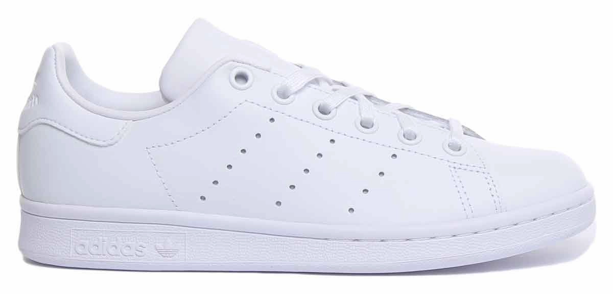 Adidas Stan Smith J Lace Up Leather Trainers In White For Youth Shoes Adidas