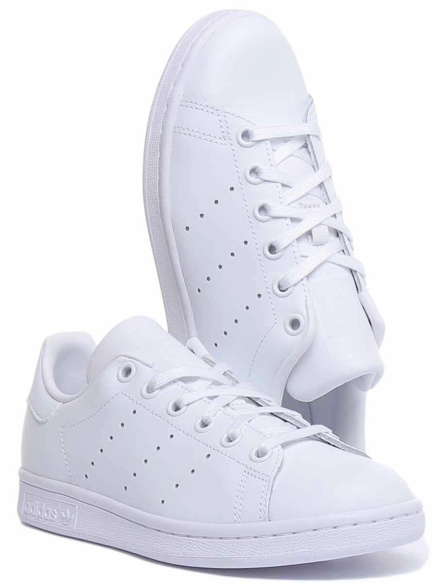 Adidas Stan Smith J Lace Up Leather Trainers In White For Youth Shoes Adidas