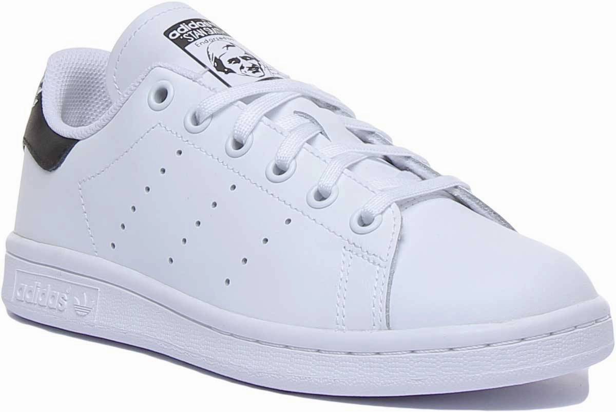 Adidas Stan Smith Leather Trainers In White Black For Youth Shoes Adidas