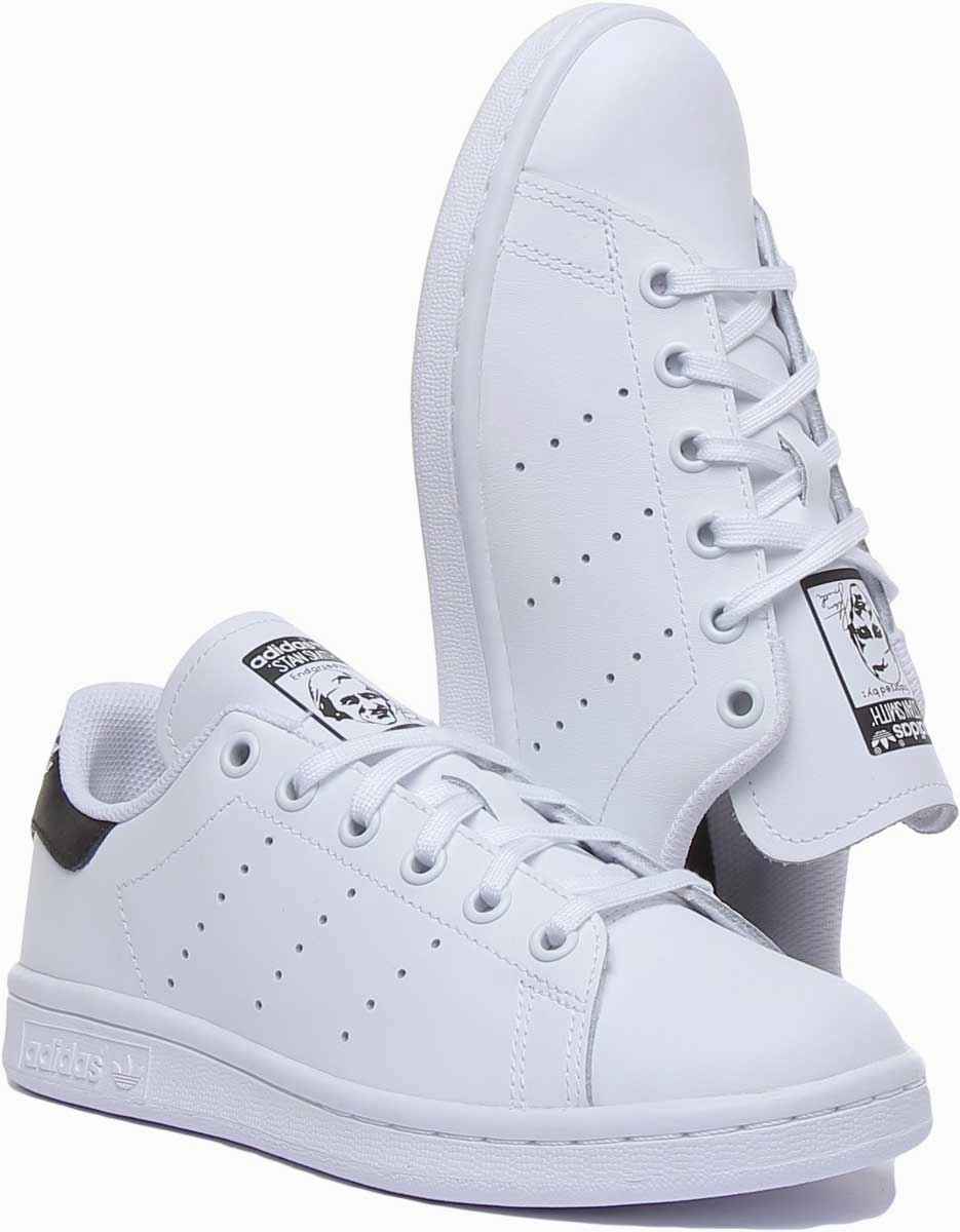 Adidas Stan Smith Leather Trainers In White Black For Youth Shoes Adidas