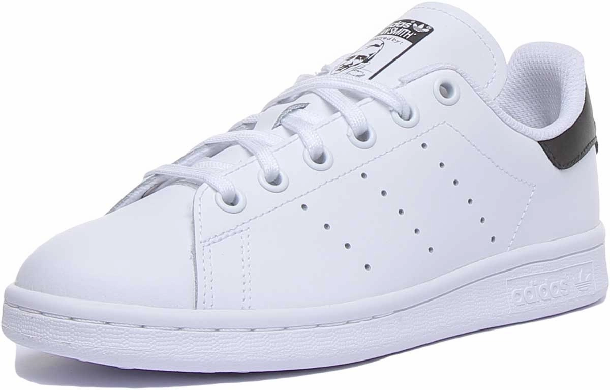 Adidas Stan Smith Leather Trainers In White Black For Youth Shoes Adidas