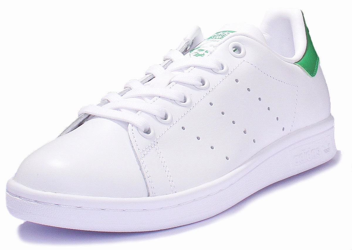 Adidas Stan Smith Leather Trainers In White Green For Women Shoes Adidas