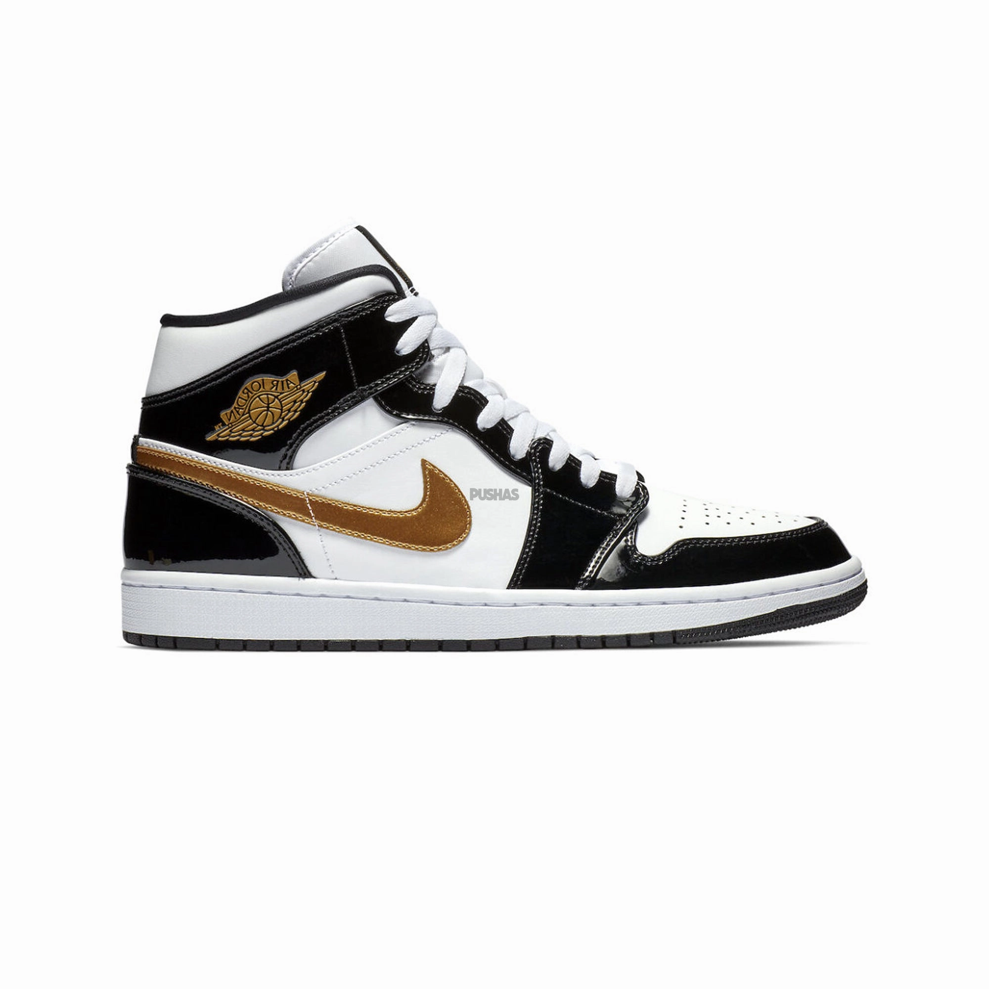 Air Jordan 1 Mid 'Patent Black White Gold' (2019)