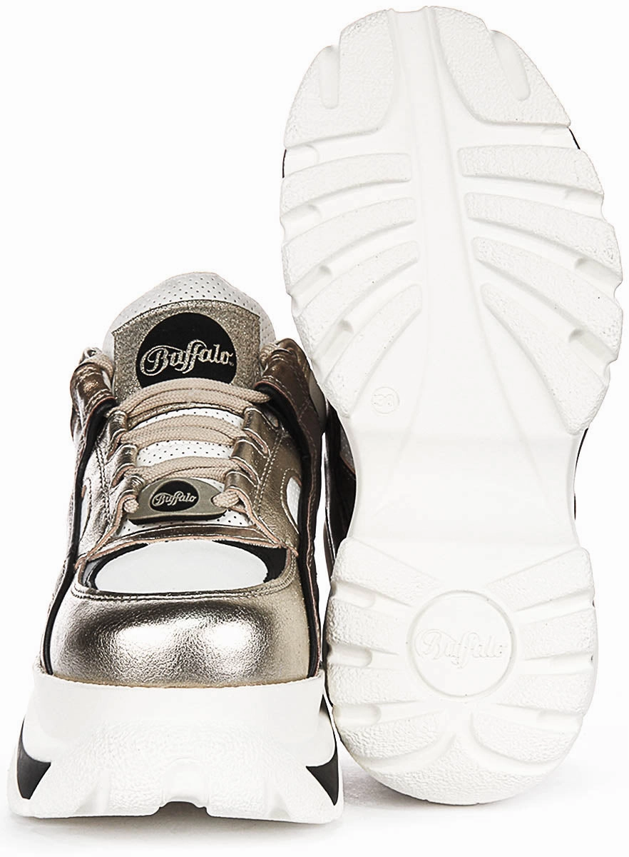 Buffalo 1339-14 Platform Trainers Silver Gold For Women Shoes Buffalo