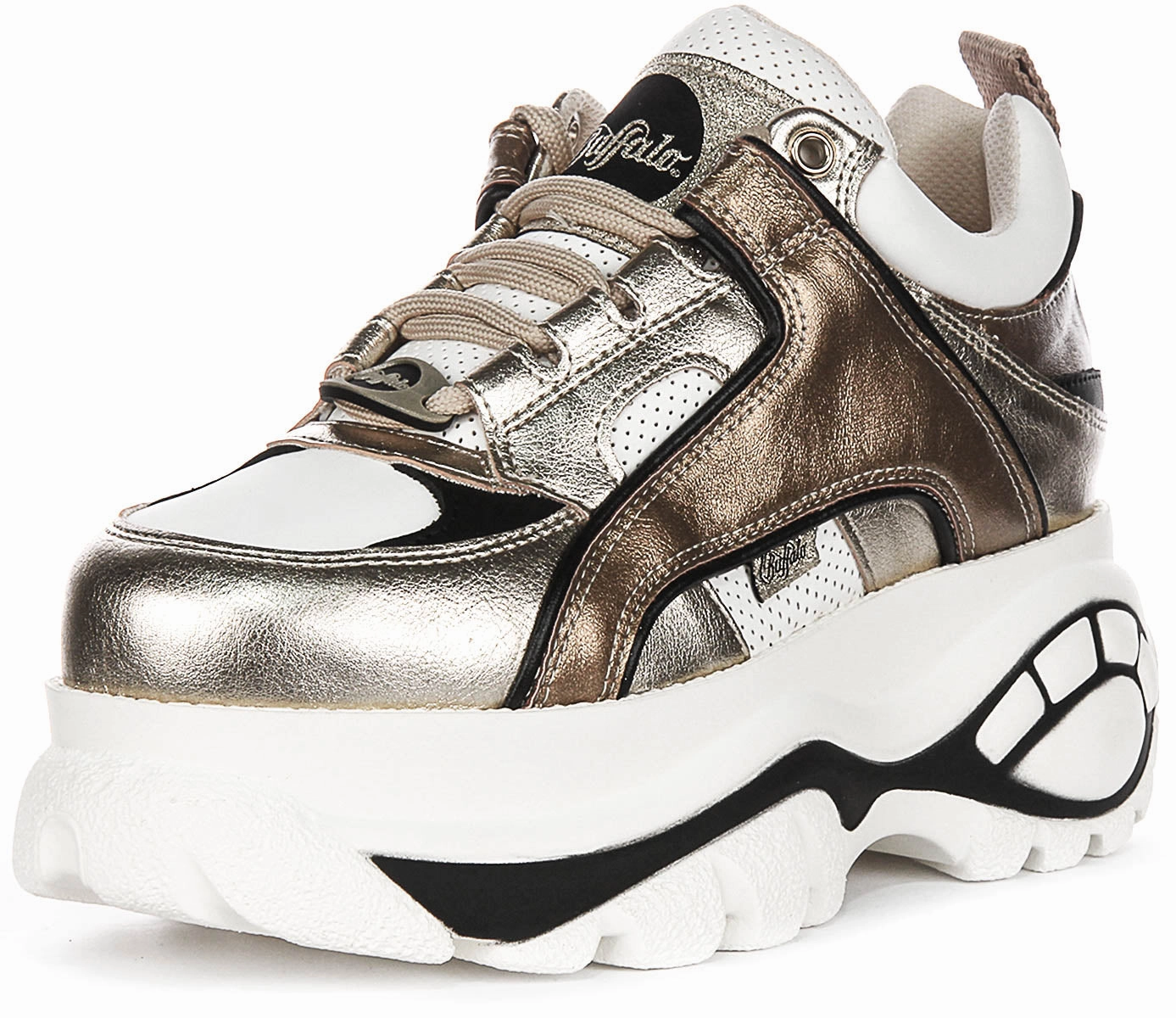 Buffalo 1339-14 Platform Trainers Silver Gold For Women Shoes Buffalo