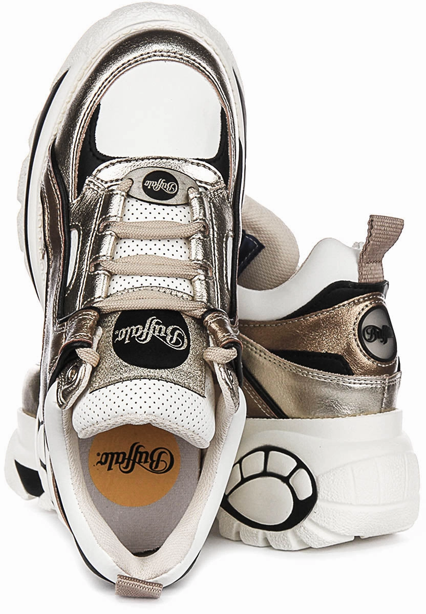 Buffalo 1339-14 Platform Trainers Silver Gold For Women Shoes Buffalo