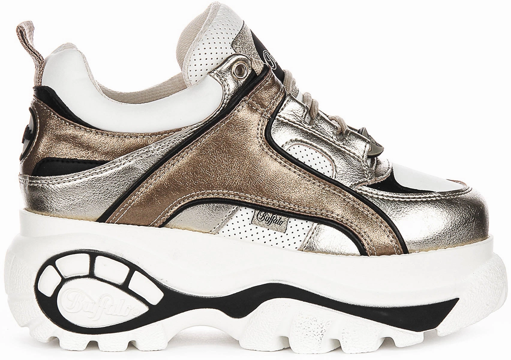 Buffalo 1339-14 Platform Trainers Silver Gold For Women Shoes Buffalo
