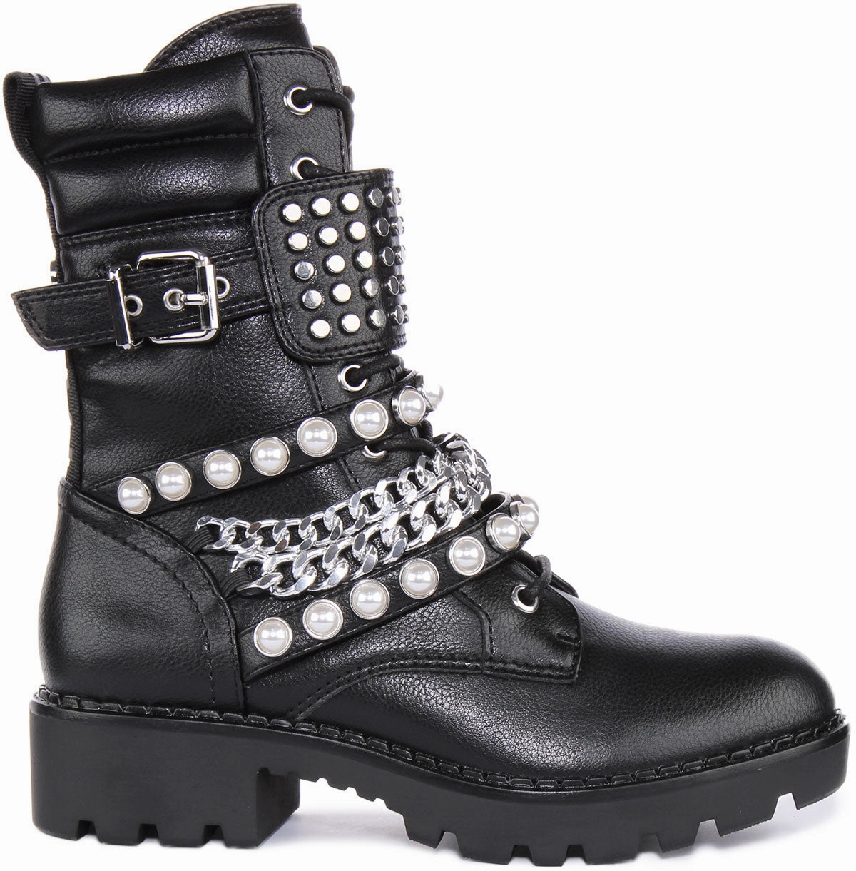 Buffalo Wave Stud Boot Combat In Black Shoes Buffalo