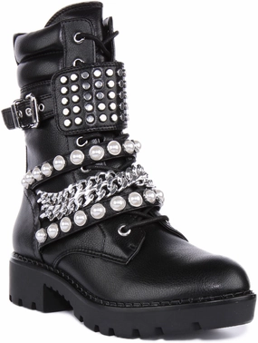 Buffalo Wave Stud Boot Combat In Black Shoes Buffalo