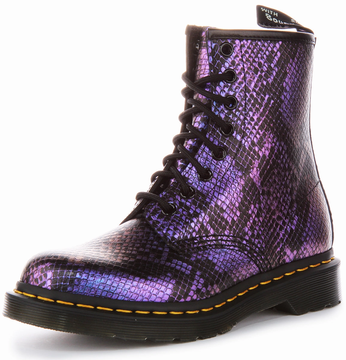 Dr Martens 1460 Snake In Black Purple For Women Shoes Dr Martens