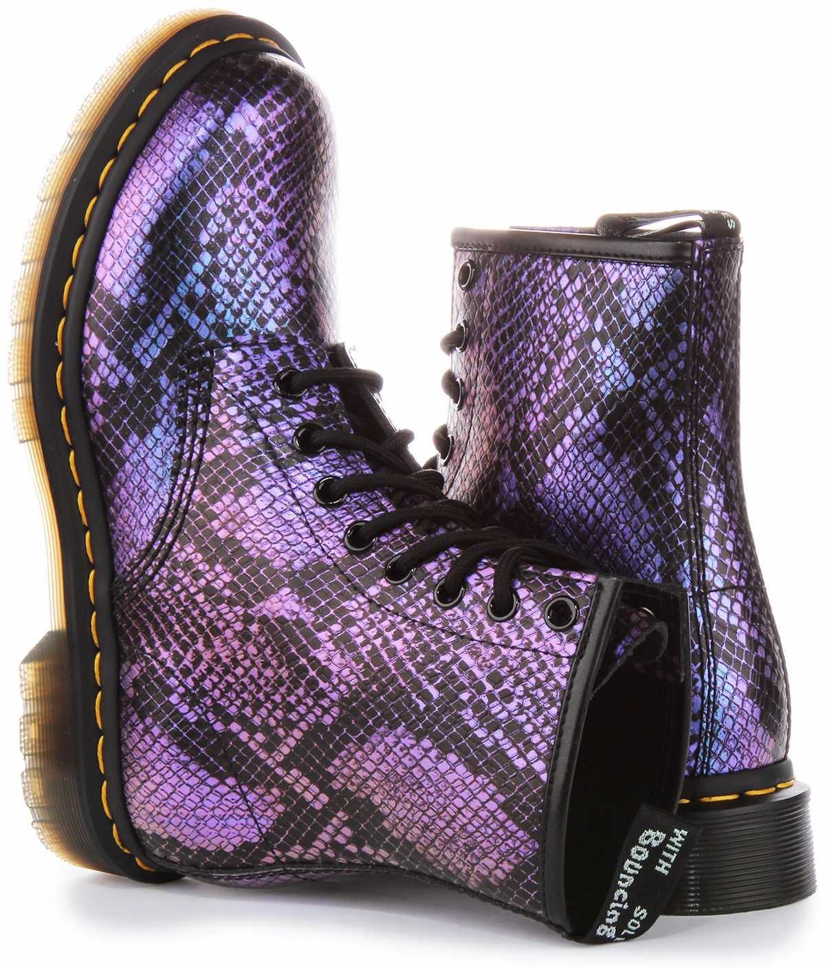 Dr Martens 1460 Snake In Black Purple For Women Shoes Dr Martens