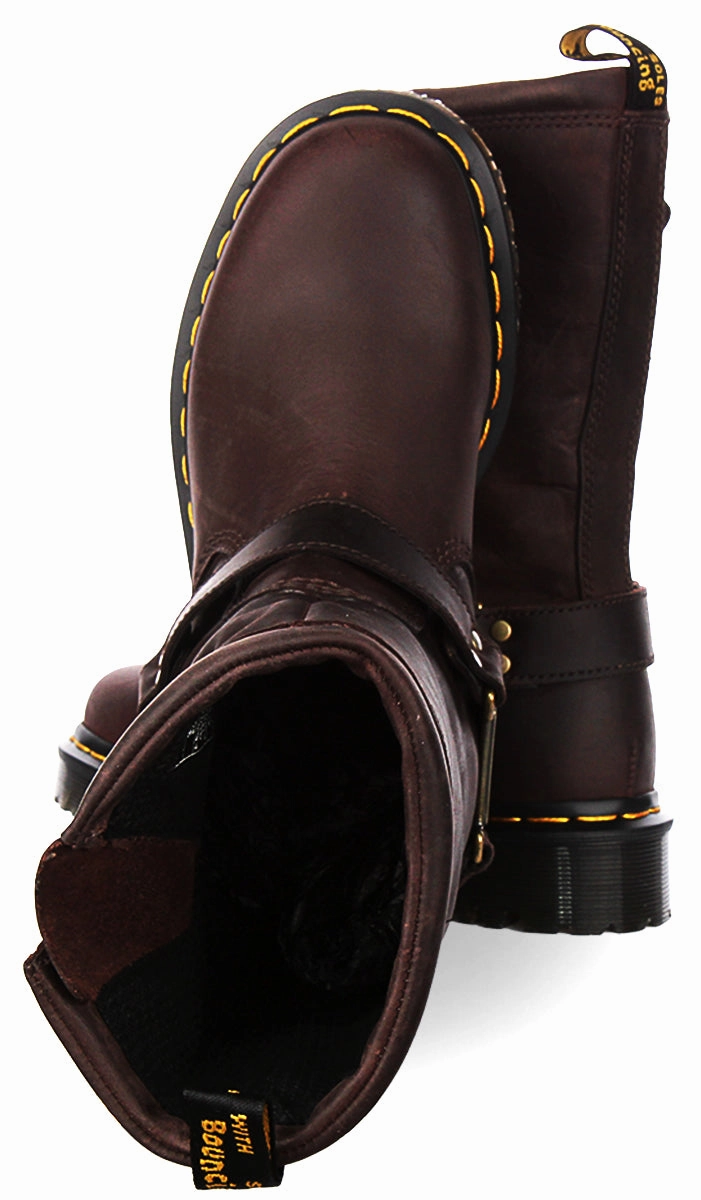 Dr Martens Anistone Hi Biker Boots in Brown Shoes Dr Martens