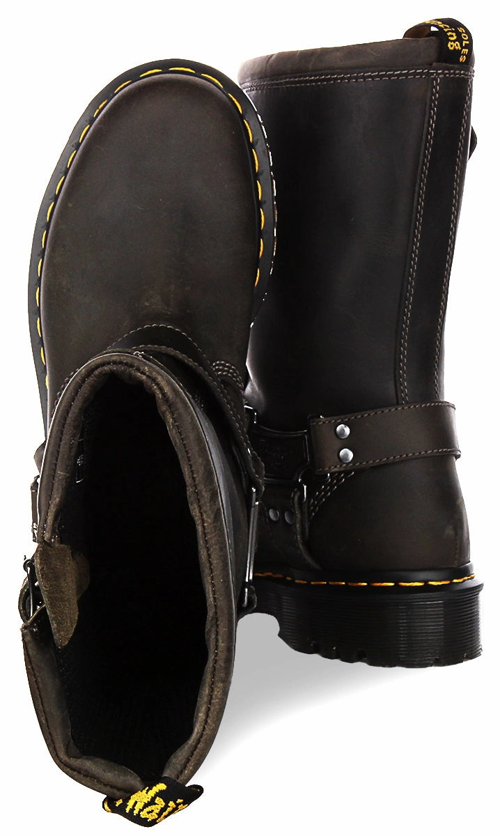 Dr Martens Anistone Hi Biker Boots In Grey Shoes Dr Martens