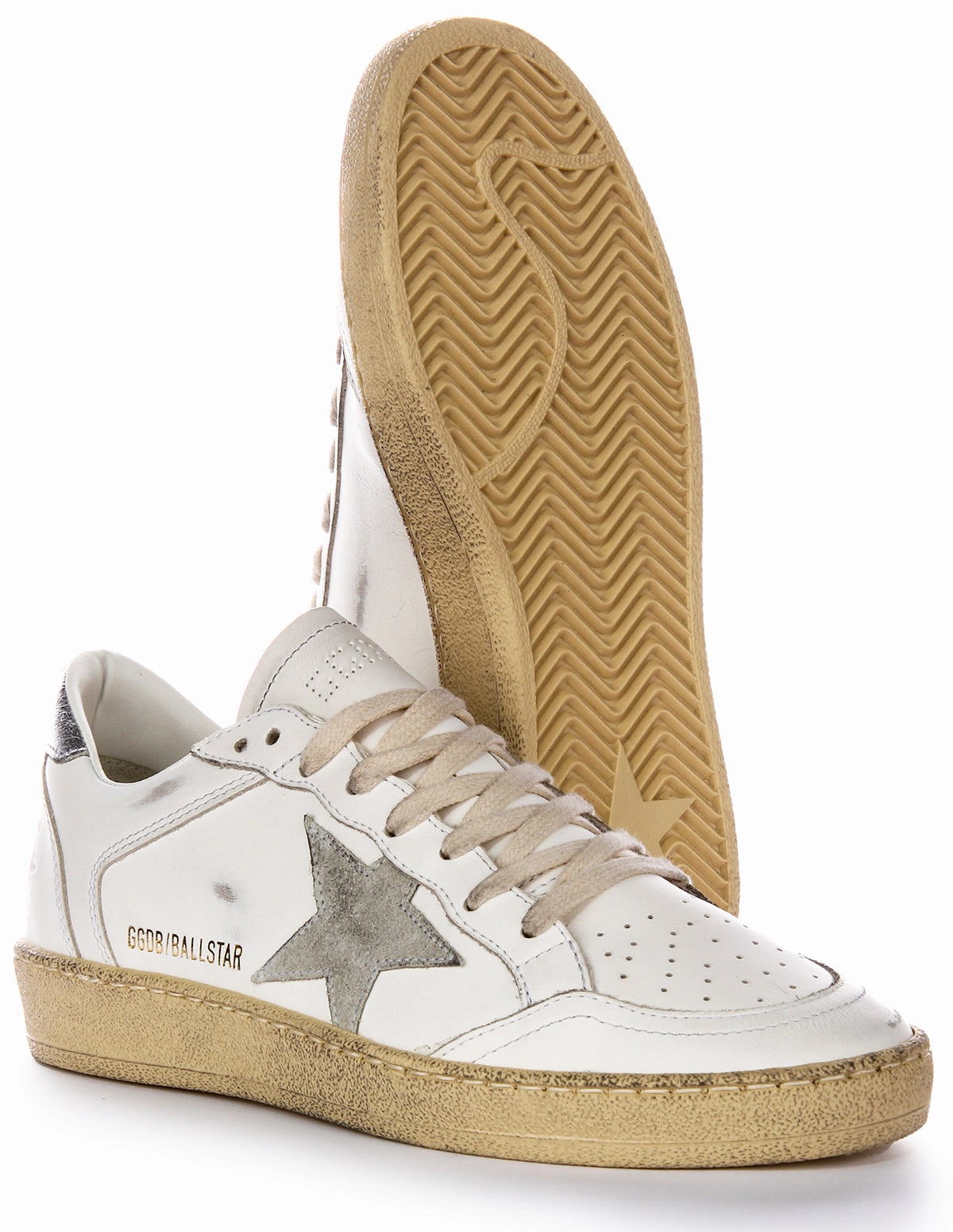 Golden Goose Ball Star Double In White Grey For Women Shoes Golden Goose