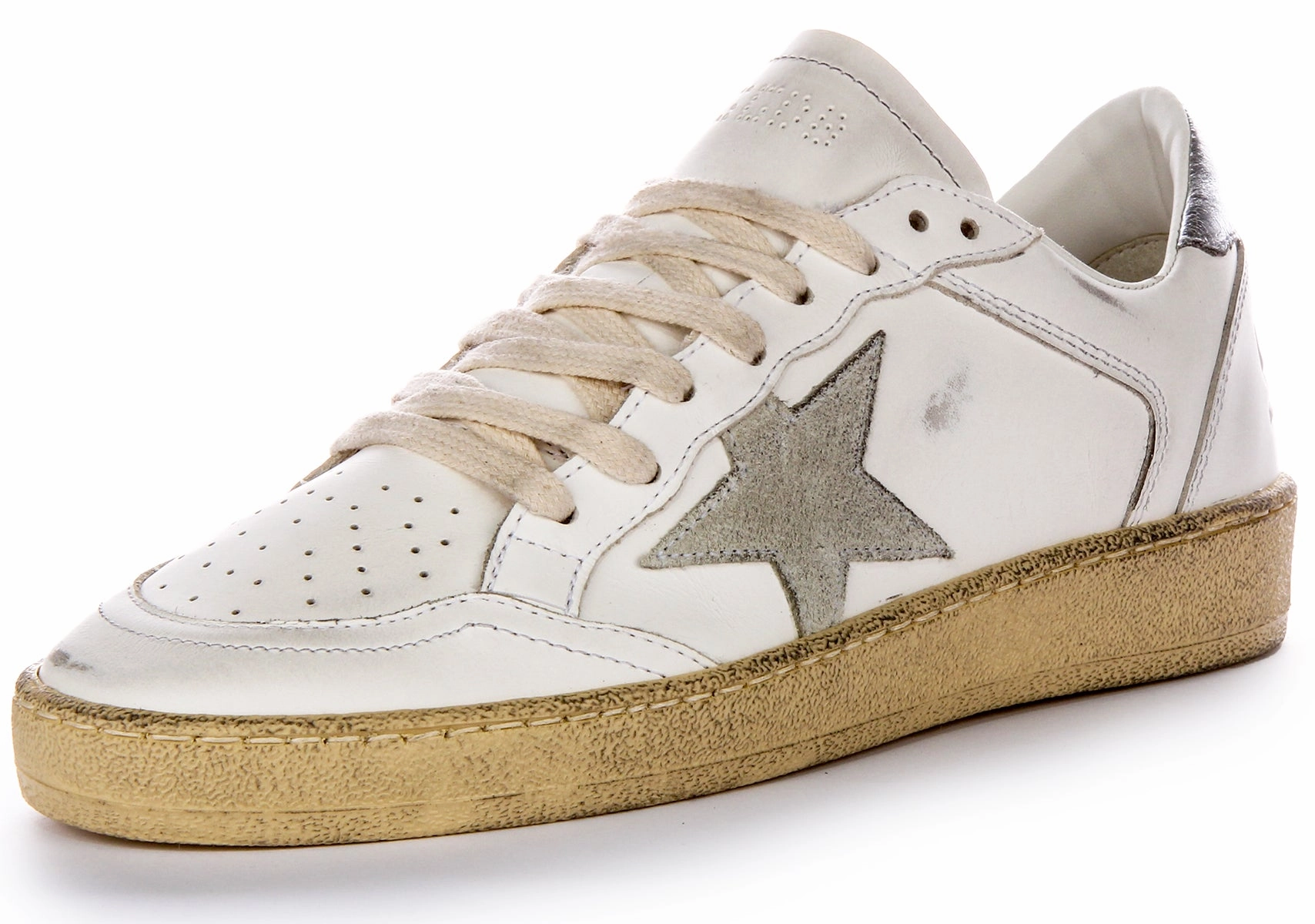 Golden Goose Ball Star Double In White Grey For Women Shoes Golden Goose