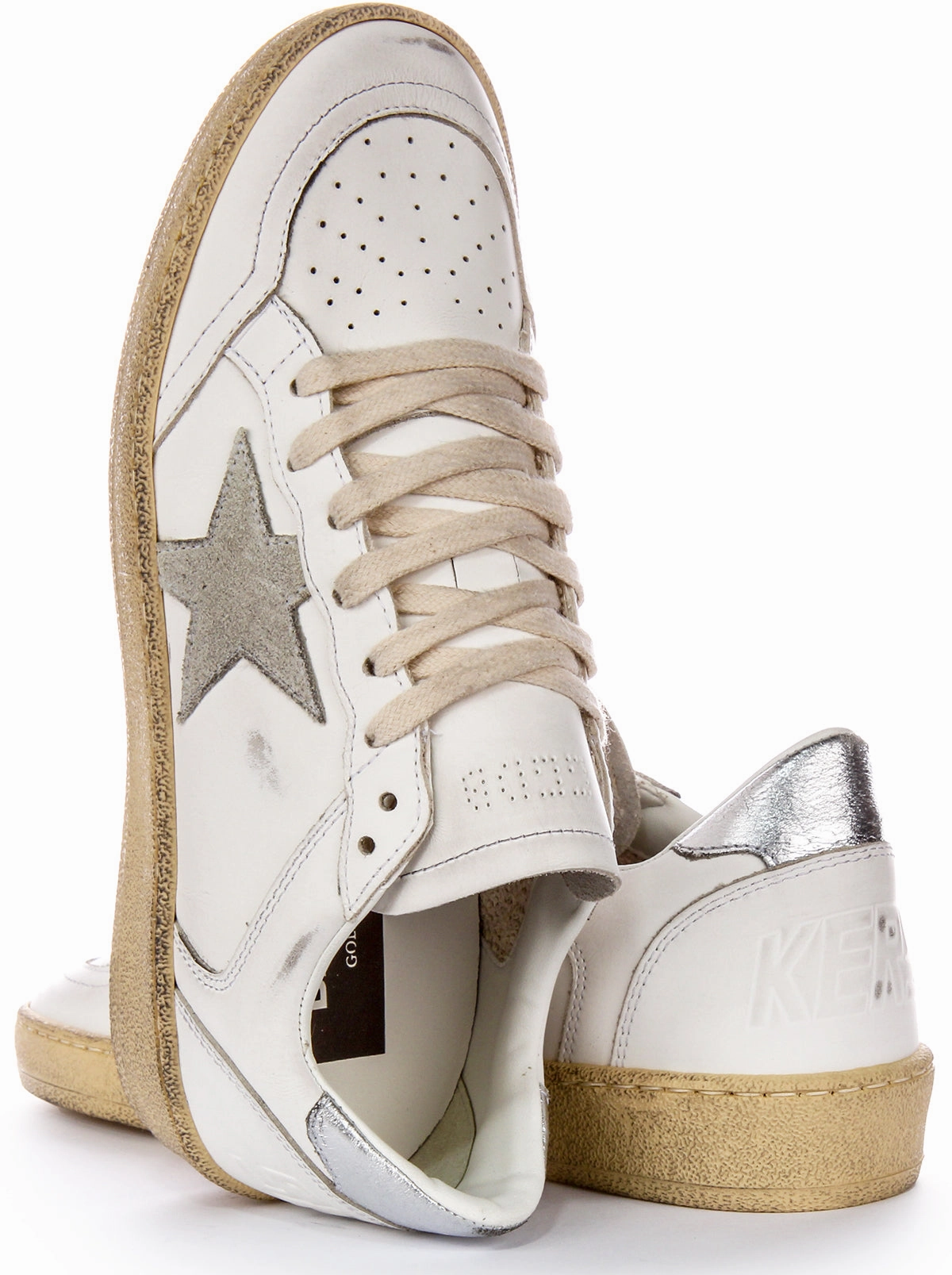 Golden Goose Ball Star Double In White Grey For Women Shoes Golden Goose