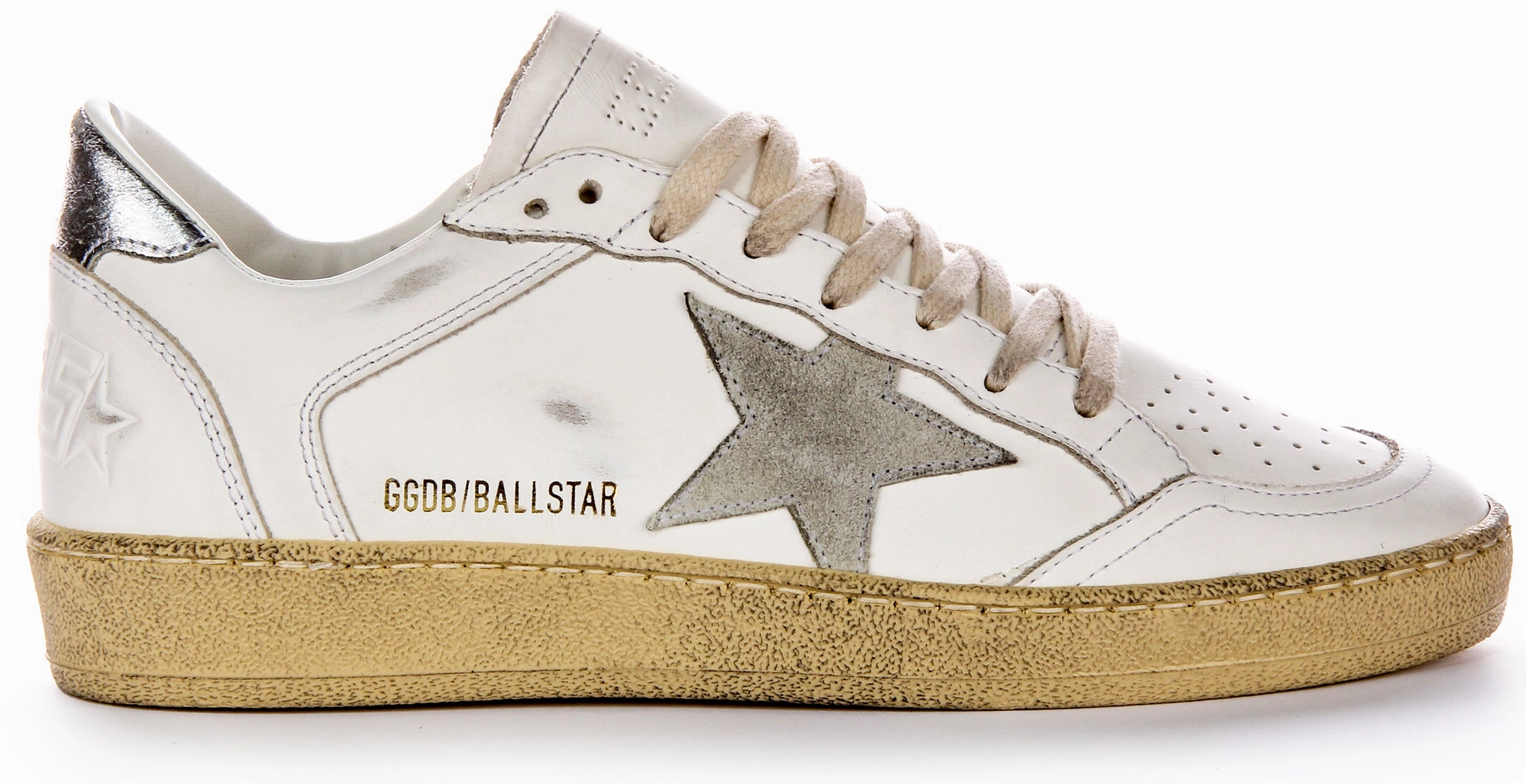 Golden Goose Ball Star Double In White Grey For Women Shoes Golden Goose