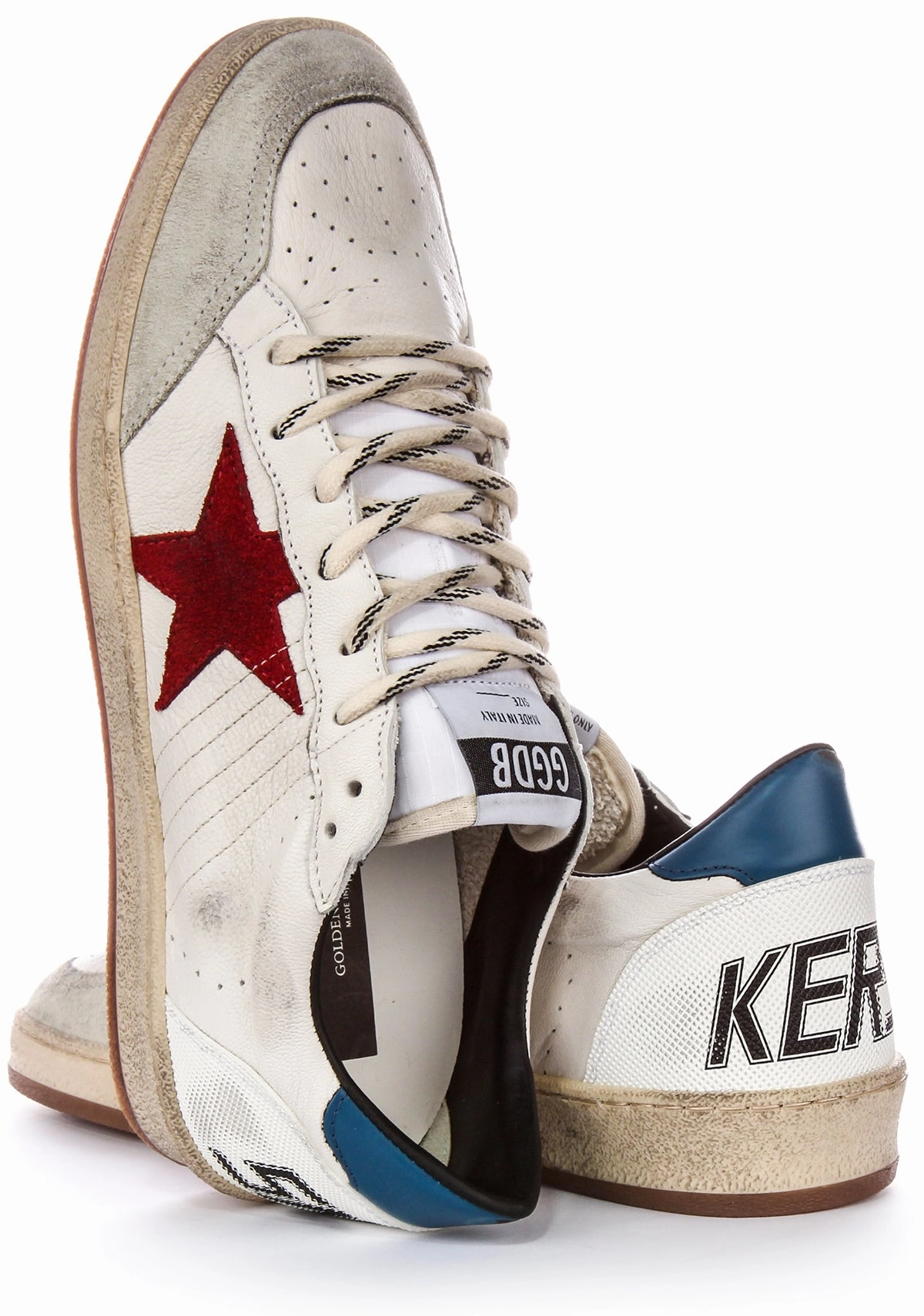 Golden Goose Ball Star In Wht Blu Red For Men Shoes Golden Goose