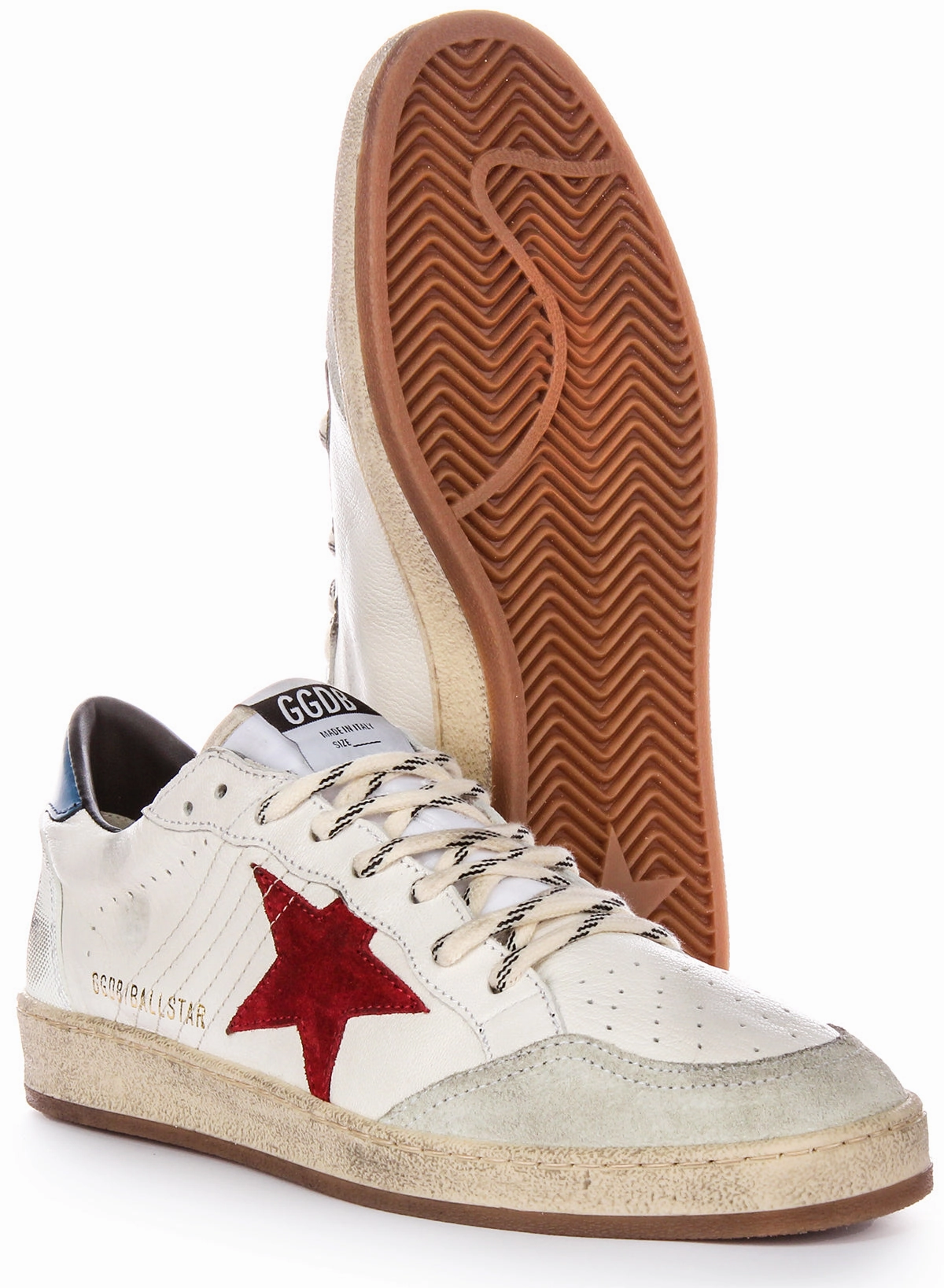 Golden Goose Ball Star In Wht Blu Red For Men Shoes Golden Goose