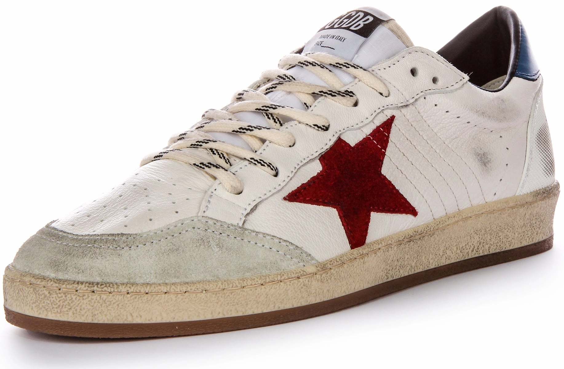 Golden Goose Ball Star In Wht Blu Red For Men Shoes Golden Goose