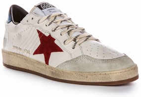 Golden Goose Ball Star In Wht Blu Red For Men Shoes Golden Goose