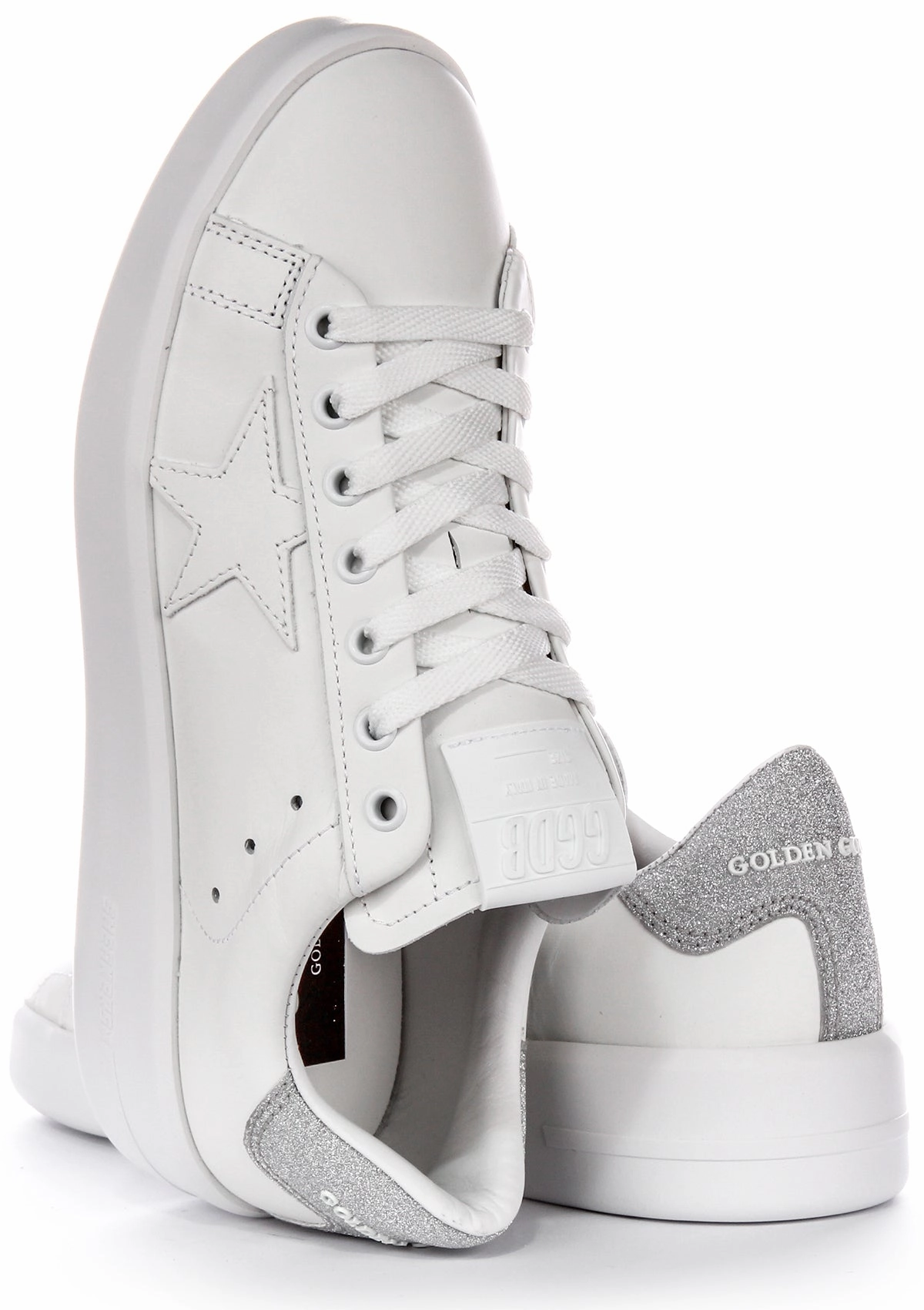 Golden Goose Pure Star New In White Silver For Women Shoes Golden Goose