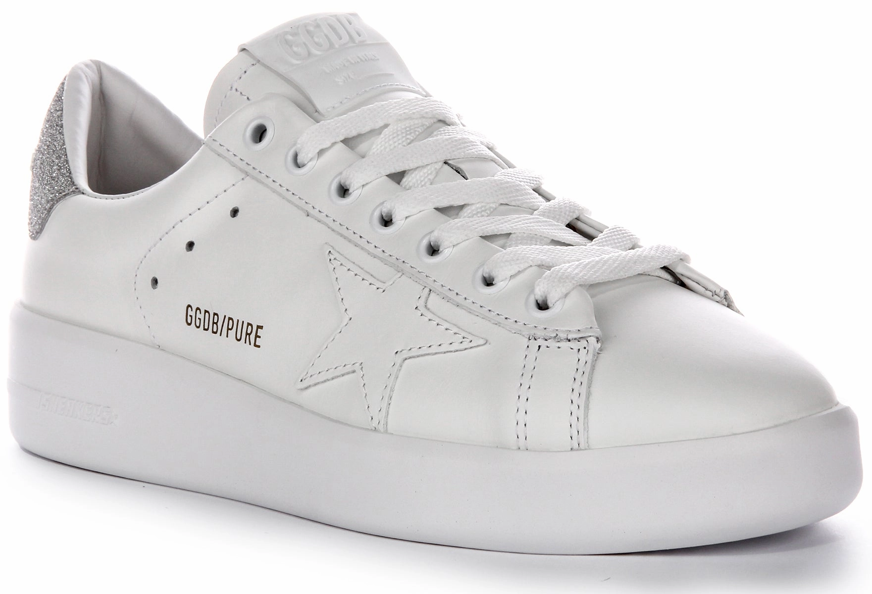 Golden Goose Pure Star New In White Silver For Women Shoes Golden Goose