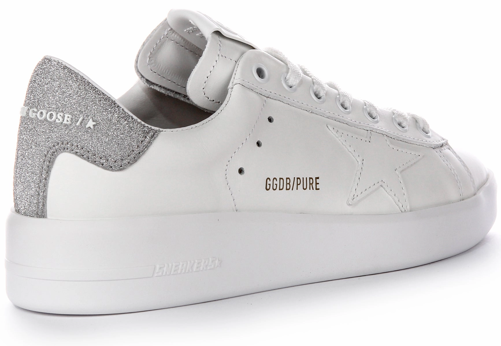 Golden Goose Pure Star New In White Silver For Women Shoes Golden Goose