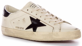 Golden Goose Super Star In Washed White Black For Men Shoes Golden Goose