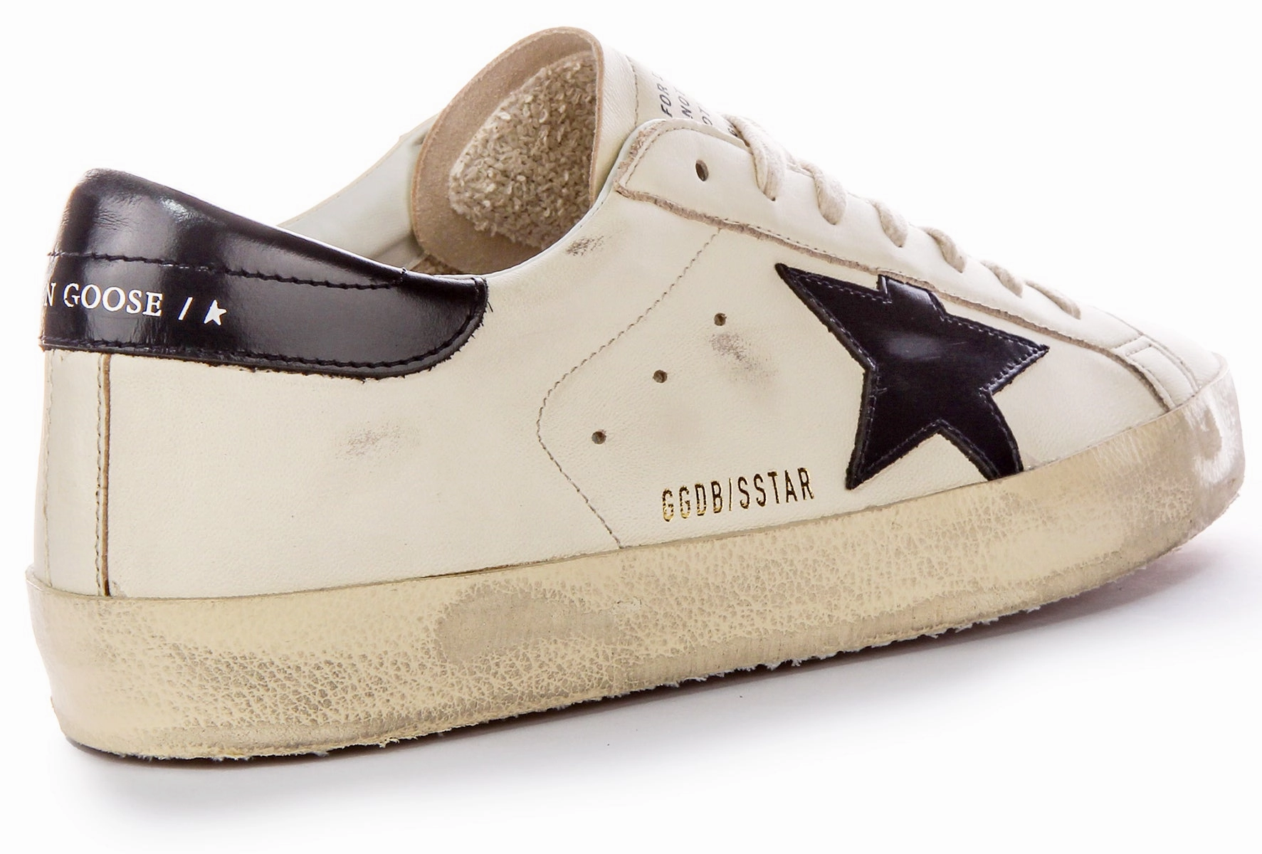 Golden Goose Super Star In Washed White Black For Men Shoes Golden Goose