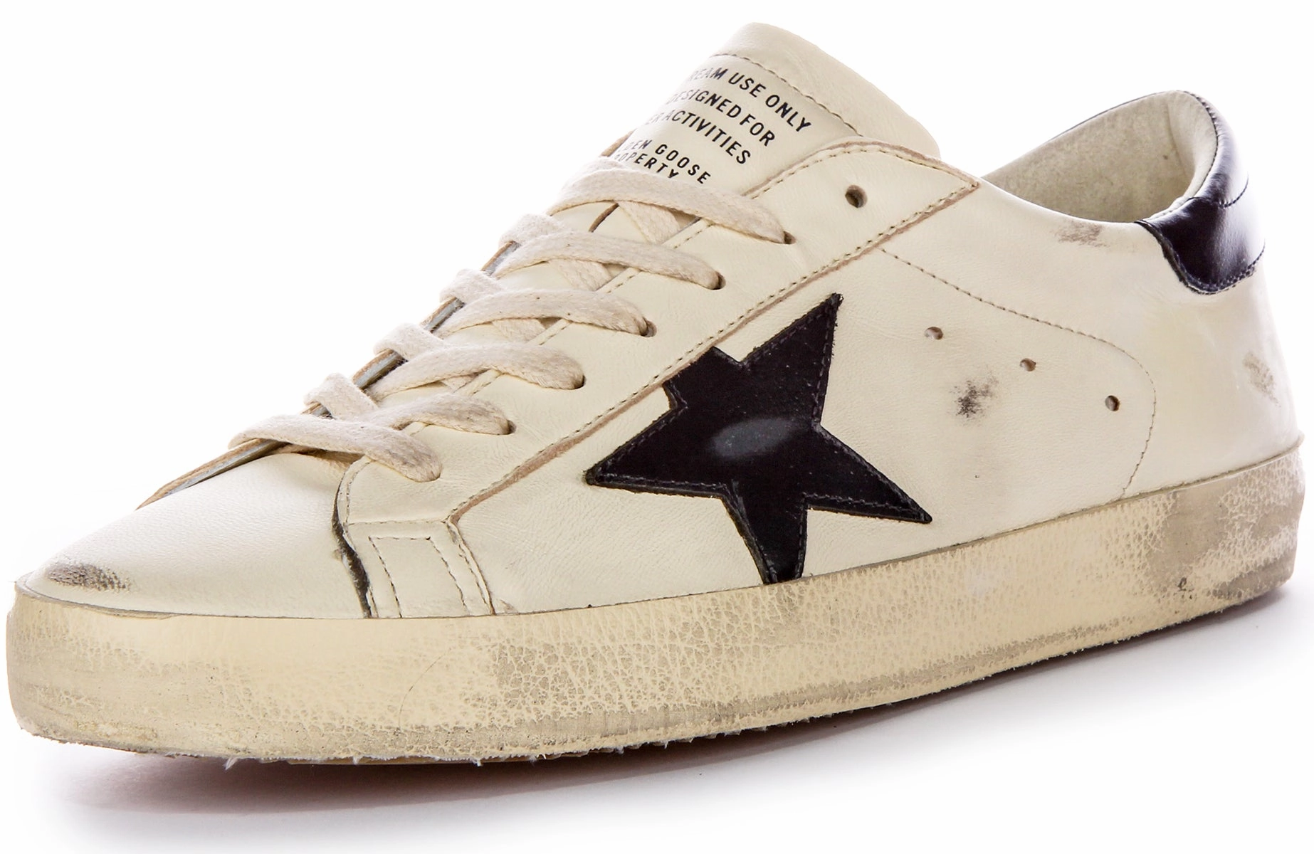 Golden Goose Super Star In Washed White Black For Men Shoes Golden Goose